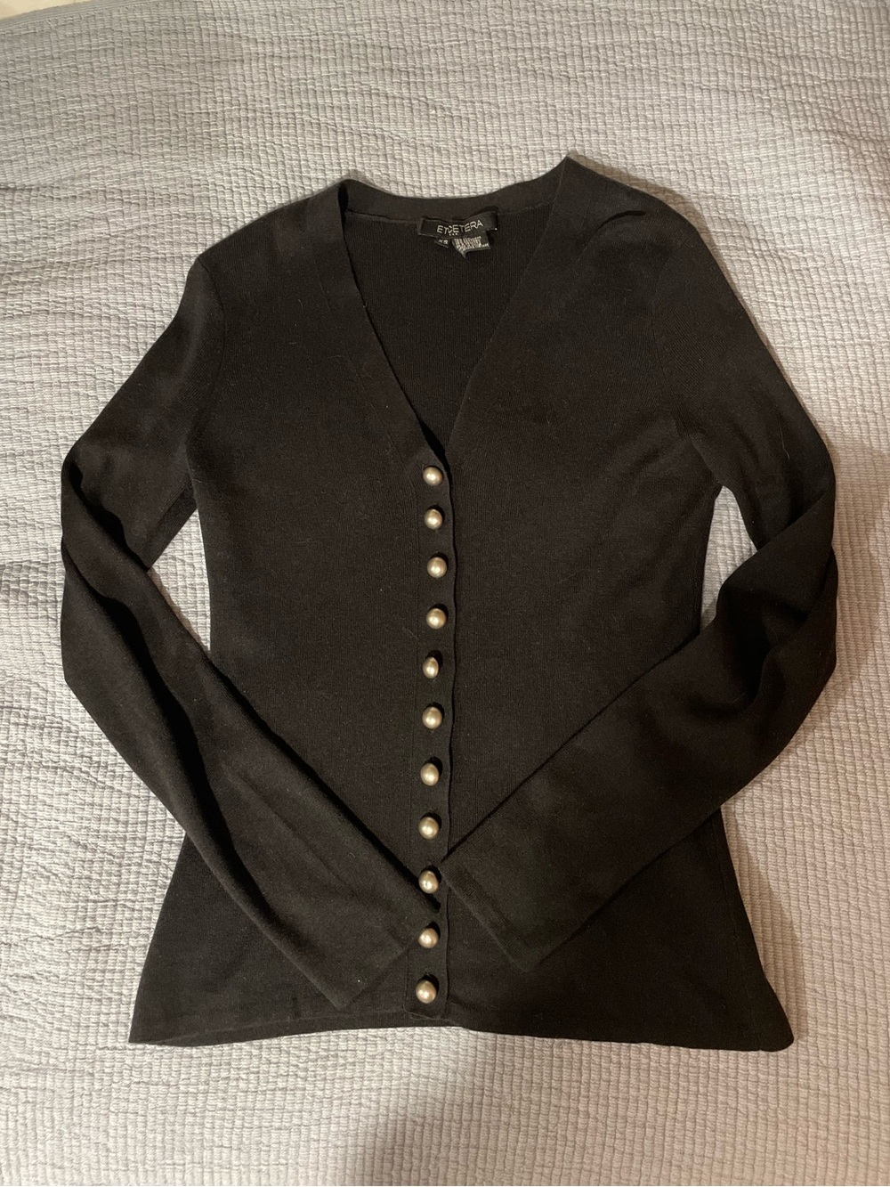Etcetera Black V-Neck Button Front Cardigan